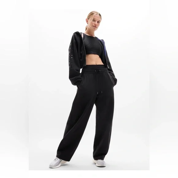 Nwt athleta Simone biles forever fleece mid rise barrel pant small tall black - Picture 1 of 12